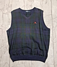 Vintage Polo Ralph Lauren Golf Logo Plaid V Neck Sweater Vest Men  s XL