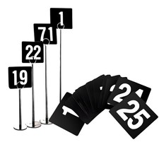 25 PCS DoubleSided Acrylic Table Numbers 4x4 Inch White On Black Wedding
