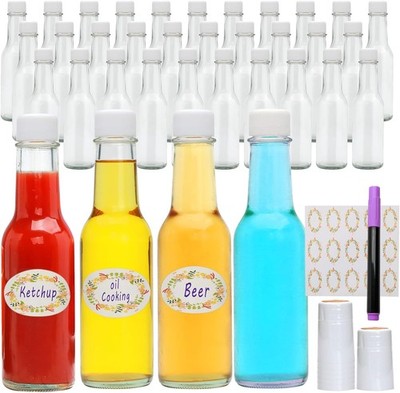 5oz Hot Sauce Bottles, Small Bottles with Lids, Woozy Bottle, Reusable clear 
