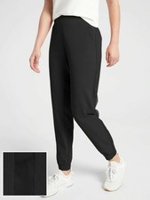 Athleta Brooklyn Textured Mid Rise Ankle Pants Rib Knit Tailored Sz 4 Black