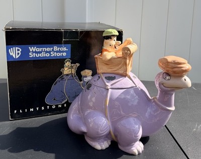 1997 Fred Flintstone w/Quarry Dinosaur COOKIE JAR Warner Bros Cartoon Network