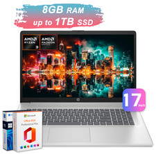 HP Laptop Computer HD 17.3" Office 4-Core Ryzen 3 7320U 8GB RAM Up to 1TB SSD