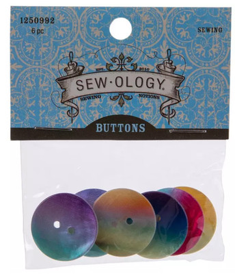 Ombré Rainbow Shell 2 Hole Buttons 22.5 mm Sewing Craft (Various Colors)