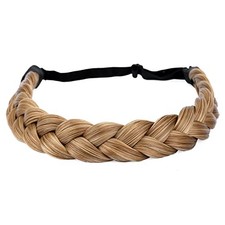 2 Strands Synthetic Hair Braided Headband Classic Chunky Plaited Dirty Blonde