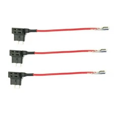 3Pcs 12V/24V Car Fuse Add-a-circuit Fuse Tap Adapter Cable Wire Medium Size