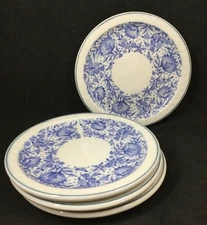 4 Roxbury Blue Bread / Salad Plates  Restaurant Ware  Syracuse China Econo-Rim
