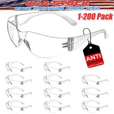 1-200 PAIR PACK Protective Safety Glasses Clear Lens Work UV ANSI Z87 Lot