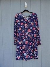 Old Navy Long Sleeve Global Fashion Dress Large Navy Floral Gathered Cottagecore