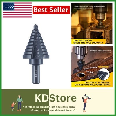 10-Size Titanium-Coated Step Drill Bit Set for Metal & More