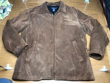 Polo Ralph Lauren Suede Leather Full Zip Jacket Wool Lining Mens Large Vintage