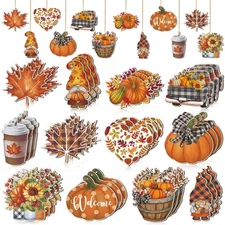 36 Pcs Fall Ornaments for Tree Fall Thanksgiving Tree Decorations Gnomes Wood 