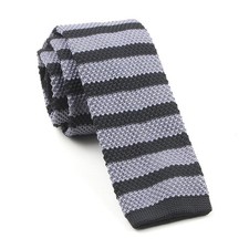 Vintage Smart Casual Men's 2.36" Knit Tie,Rugby Stripe Knit Skinny Tie