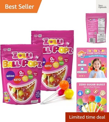 Zolli Ball Popz Clean Teeth Sugar Free Candy - Dye-Free, Keto & Diabetic-Frie...