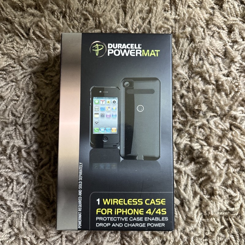 Duracell Powermat iPhone 4 / 4S Wireless Charging Case Black Cell Phone New
