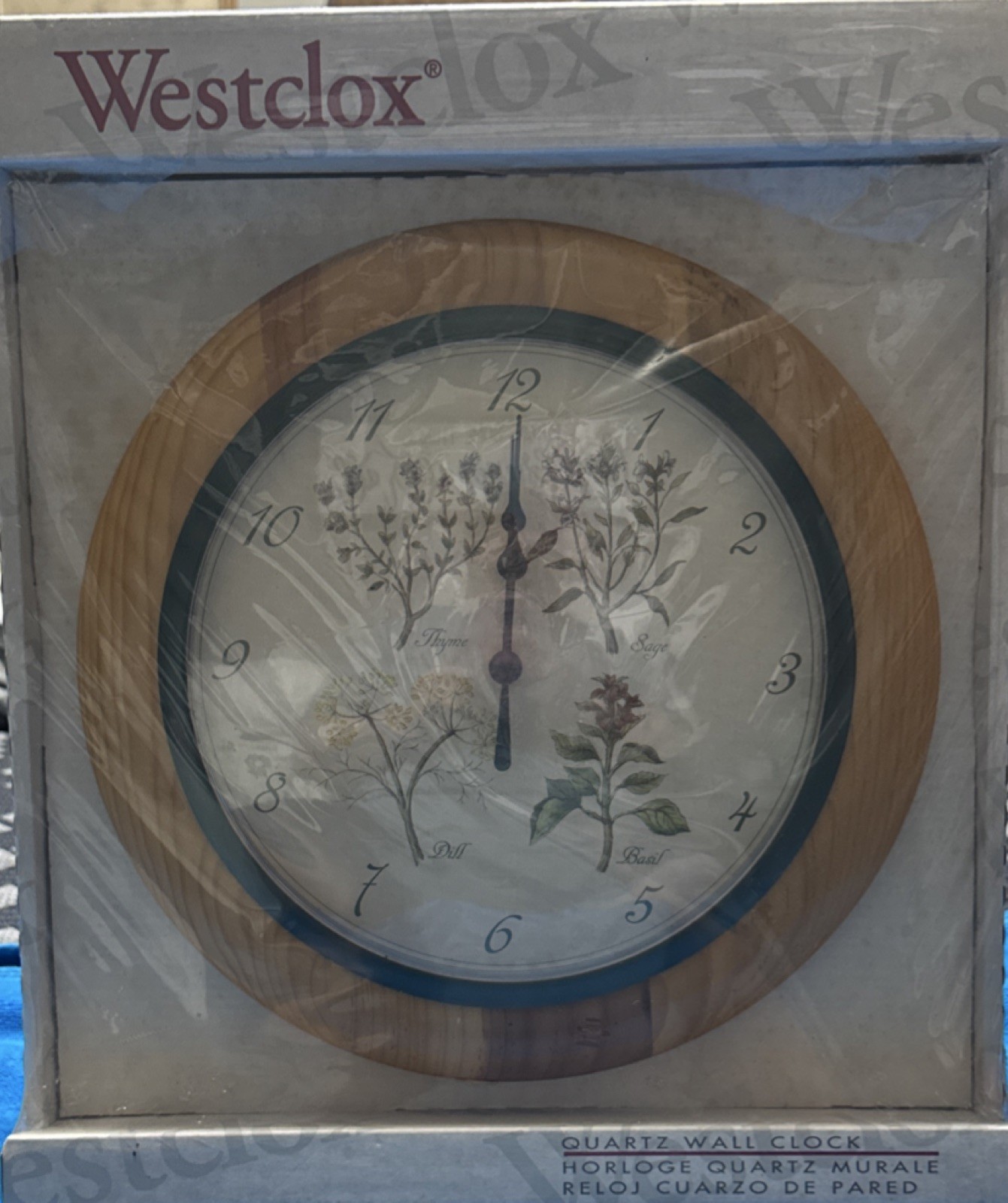 Westclox Quartz Botanical Design Round Wall Clock Beige Green Analog Plastic