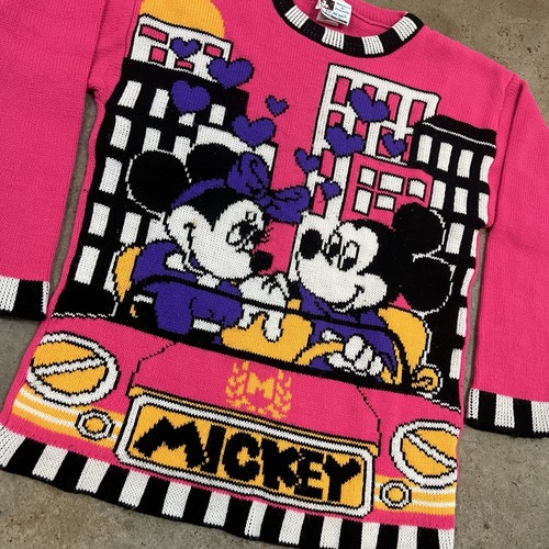 Vintage Mickey and Friends by Jet set hot pink Minnie and Mickey sweater - Picture 2 of 11