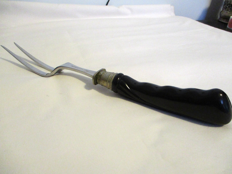 Vtg Craftsman Stainless USA Carving Serving  Fork Black Handle