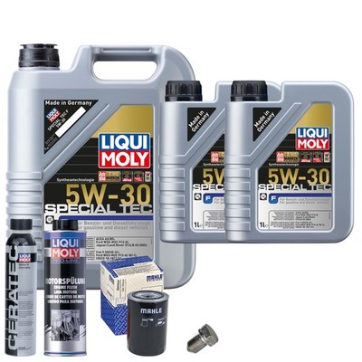 Motoröl 5W30 LIQUI MOLY 7L+MAHLE Ölfilter+Spülung+Cera Tec+Ölablassschraube