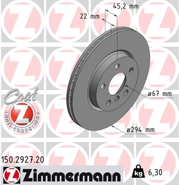 2X Bremsscheibe Coat Z Zimmermann 150.2927.20 FüR F55 F46 F54 F57 BMW F45 F56 X2-image