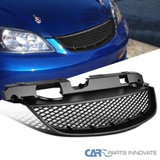 Fits 2004-2005 Honda Civic 24dr Matte Black T-r Mesh Front Bumper Hood Grille