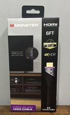 Monster MHV1-1026-PUR 6 Feet 4K HDR 21 Gbps Purple LED Light HDMI Cable