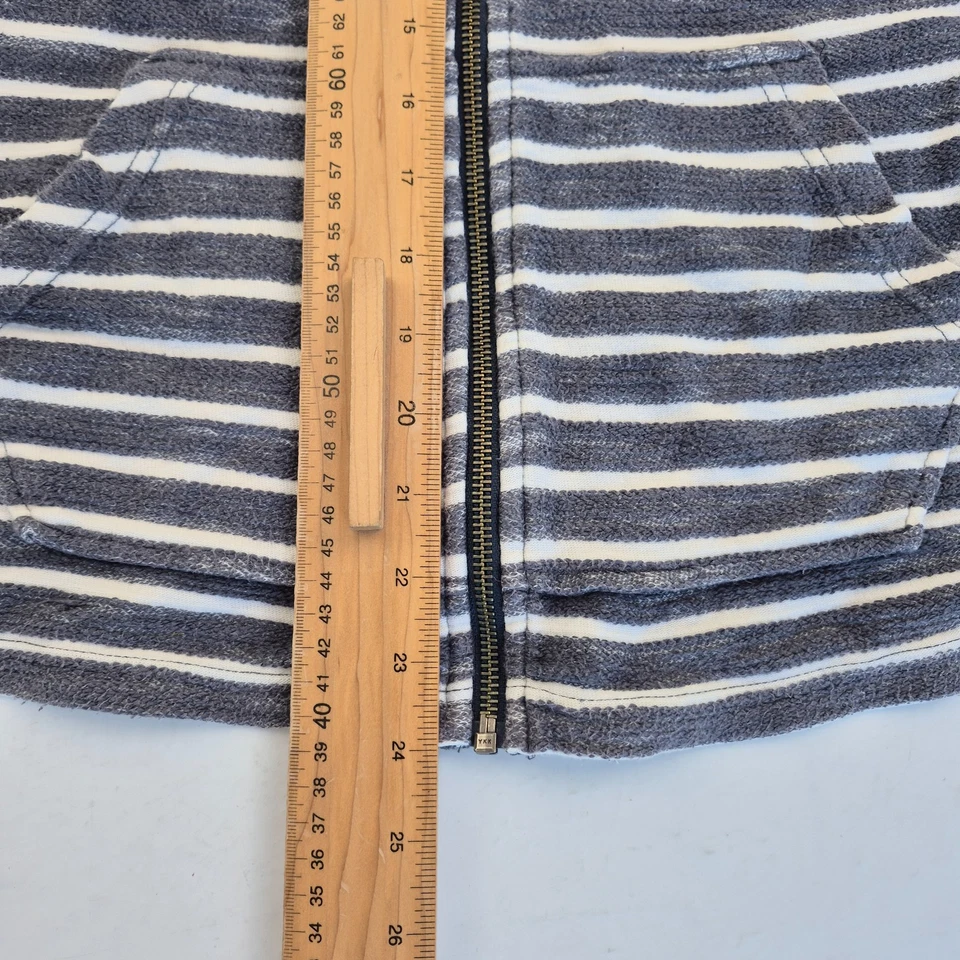 ANIMAL Hoodie 10 Blue White Womens Sweatshirt Full Zip Drawstring Striped Logo - Image 2 of 4