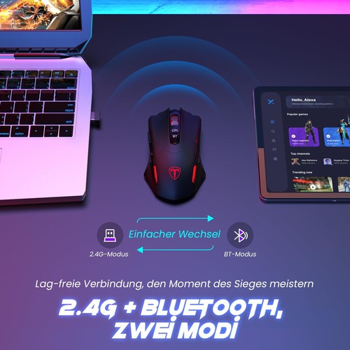 PC400 Wireless Gaming with 8000 DPI, 2.4G & Bluetooth Dual Mode Connection - ... - Picture 2 of 8