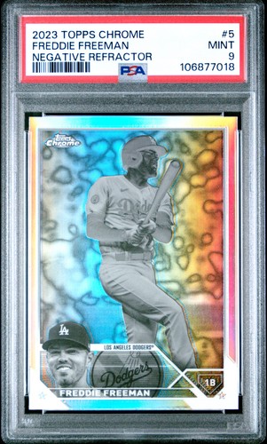 2023 TOPPS CHROME NEGATIVE REFRACTOR #5 FREDDIE FREEMAN PSA 9