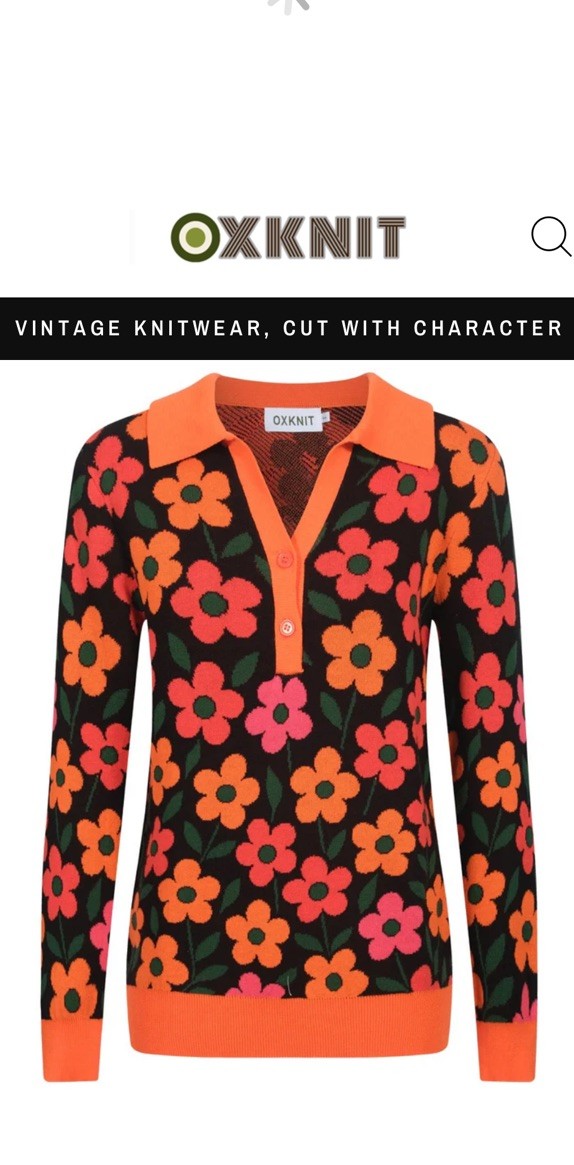 Oxknit Floral Retro Sweater Size large