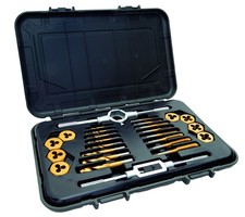 301370BLUE 26-Piece Titanium Nitride Coated Tap, Die, and Drill Set, Metric...