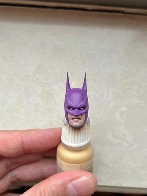1/12 Scale Painted Purple Bruce Wayne Angry Head Carved Model Toys