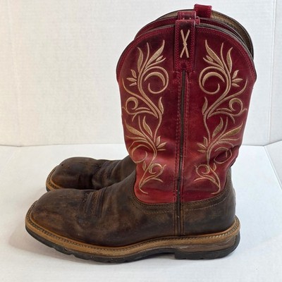 Twisted X WLCS003 Work Boots Mens 8B Brown Red Fair Steel Toe Western Safety