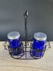 Antique Vintage Style Cobalt Blue Depression Glass Retro Salt Pepper Shaker