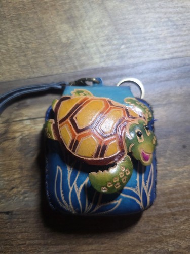 Sea Turtle In The Sea Real Leather Coin Pouch