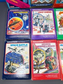 INTELLIVISION LOT OF 12 BOXED GAME GAMES DONKEY KONG Q BERT PITFALL DUNGEONS
