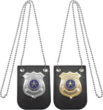 2 PCS Police Badge Pretend Play Toys Set with Chain and Belt Clip for Kids Dress