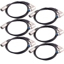 - XLRRAS - 6 Pack of 3' XLR Male to Right Angle Female Audio Patch Cables