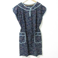 mina perhonen puff allover pattern dress navy size 38 used