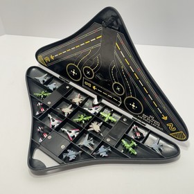 1989 Micro Machines Black Grey Stealth Bomber Carring Case w/ 19 Aircraft Toys