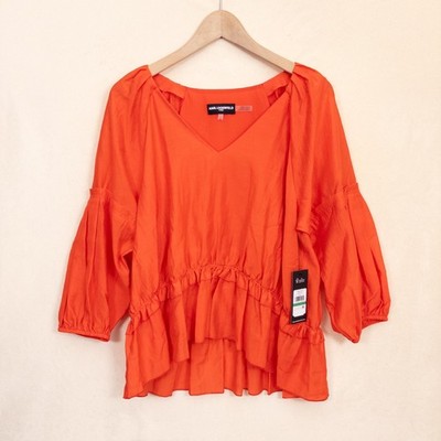 Karl Lagerfeld Tunic Womens L NWT  Ruffle Hem Blouse