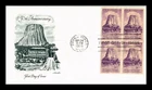 DR JIM STAMPS US COVER DEVILS TOWER 50TH ANNIVERSARY FDC BLOCK OF 4 ARTMASTER
