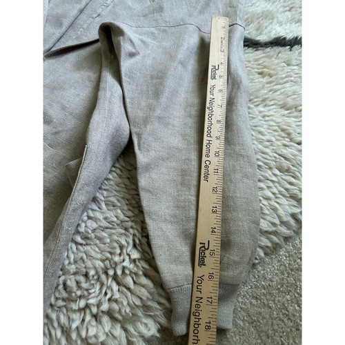 Vintage 90s Y2K Liz Claiborne Taupe Rustic Linen Blazer Jacket Pockets Sz S - Picture 8 of 16