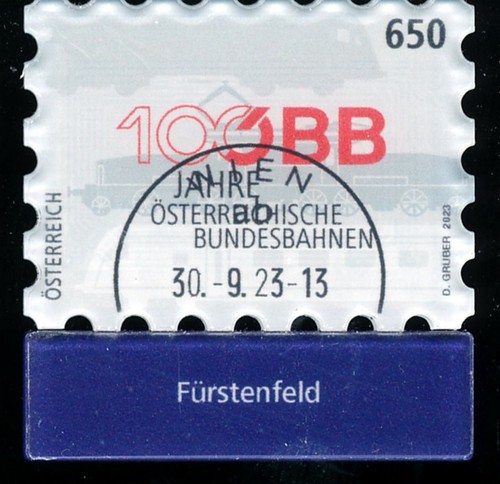 Österreich, Jubiläumsmarke 100 Jahre ÖBB Bahnhof "Fürstenfeld" Gestempelt