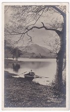 ​Grasmere Lake & Helm Crag Lake District Cumbria Boy & Rowing Boat RPPC Postcard