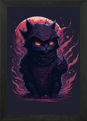 samurai cat Framed Wall Art Poster Canvas Print Picture