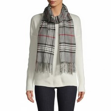 Fraas Classic Plaid Cashmink Scarf Women's One Size Brushed Nickel Fringe Trim