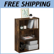 Modern Amber Pine Bookshelf - 3-Tier Storage for Home Office