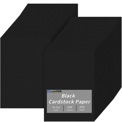 300 Pack 5x7 Inch Black Cardstock 250gsm Thick Paper Blank Cards Making