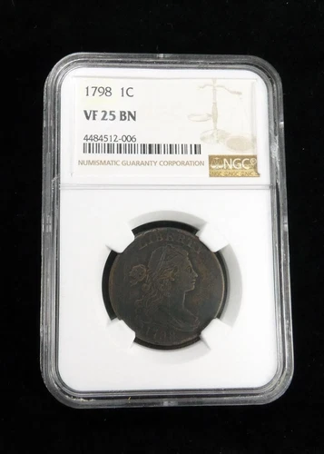 1798 Draped Bust Large Cent NGC Certified Very Fine 25 BN . #4849
