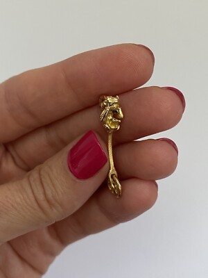 ITALIENISCH -- 18k massives Gelbgold 3D beweglicher Affe reitet ein Einrad Anhänger Charm
